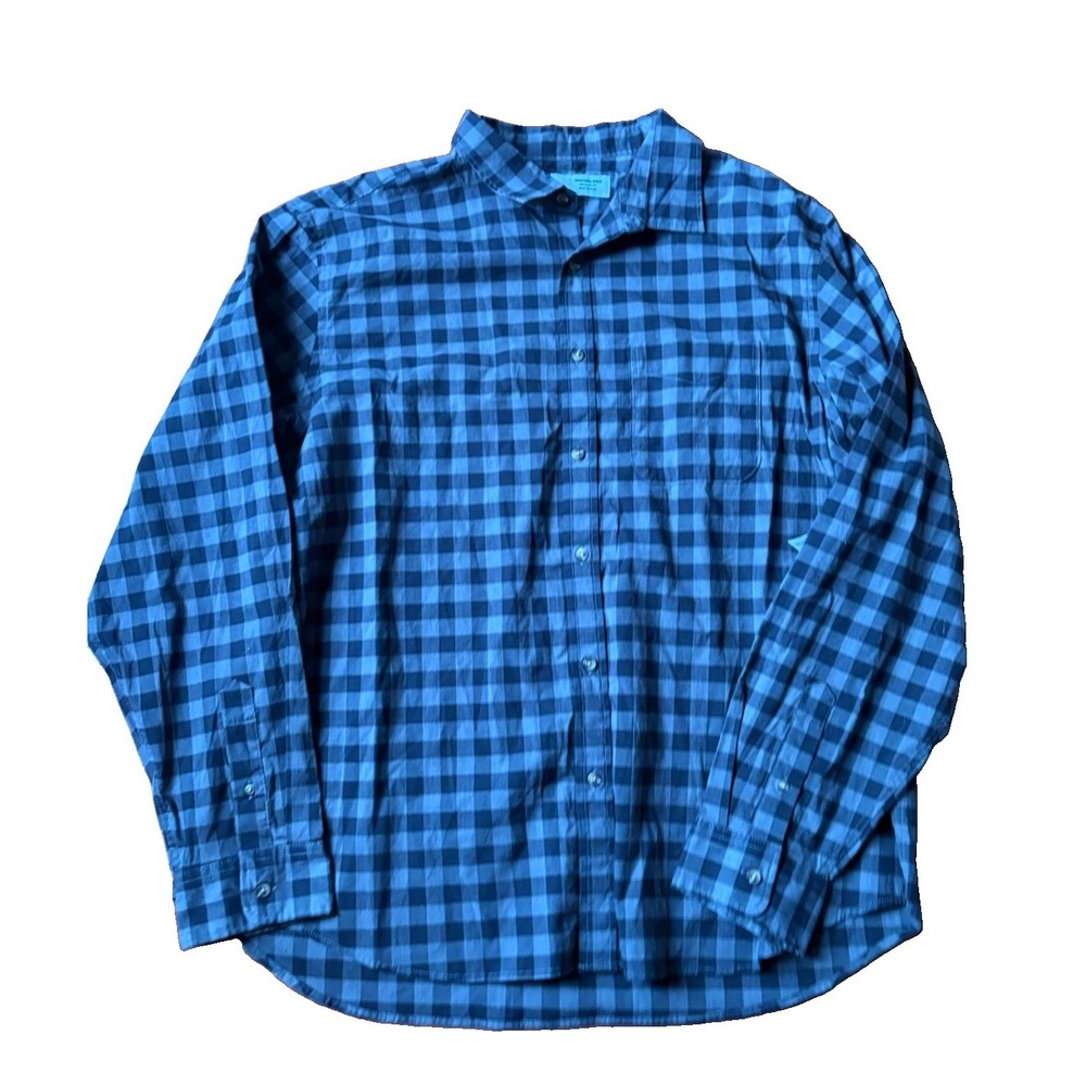 Old Navy Everyday Shirt Mens XXL Gray Gingham Check Regular Fit Button Down NEW